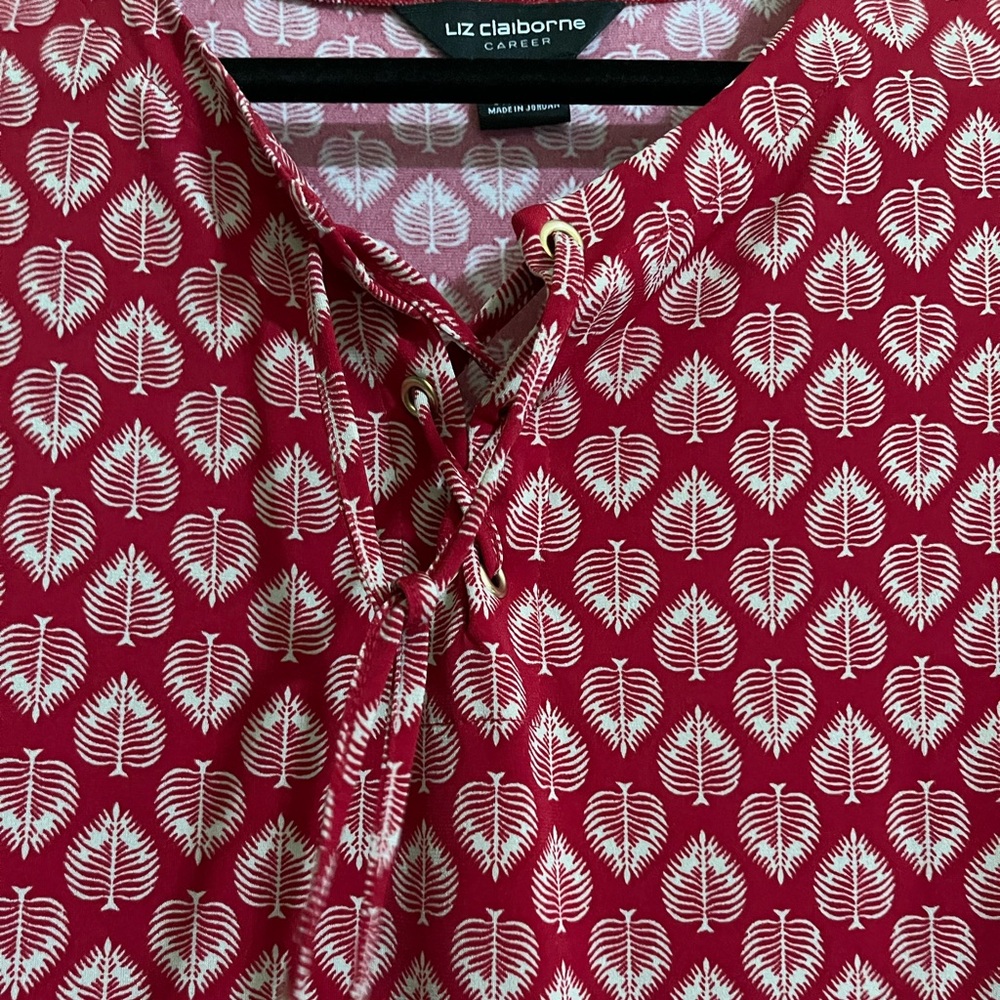 Liz Claiborne Fuchsia Short-Sleeve Tie-Front Blouse - Picture 3 of 5